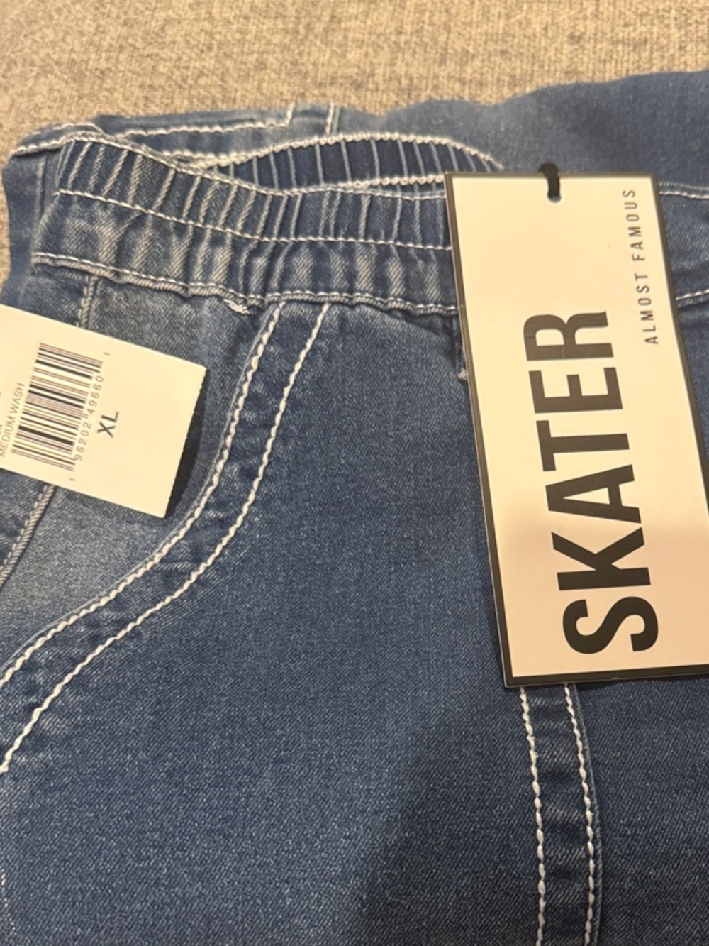 Almost Famous Skater Jeans in Dark Blue with White Stitching